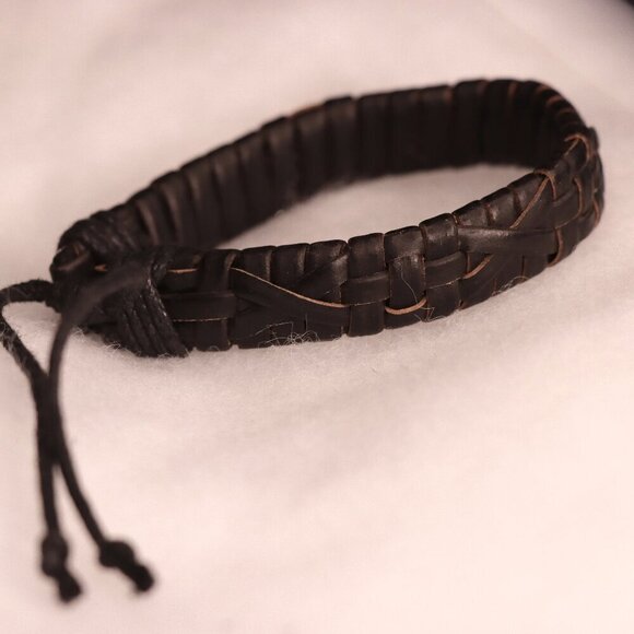 Jewelry - Leather braided adjustable brown cuff unisex rugged pioneer jewelry